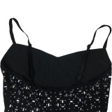 Ladies' Fashion Beaded Mesh Sleeveless Jumpsuit