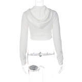 Women's Winter Fashion Cardigan Zipper Hoodie Slim Crop Long Sleeve Top