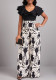 Sexy Fashion Digital Printing Short Sleeve V-Neck Ladies Jumpsuit