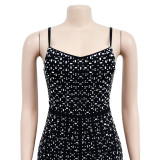 Ladies' Fashion Beaded Mesh Sleeveless Jumpsuit