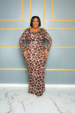 Plus Size Long Sleeve Print Bodycon Plus Size Dress