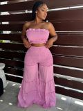Ruffle Strapless Sexy Two-Piece Pants Set