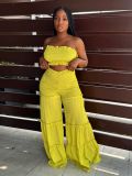 Ruffle Strapless Sexy Two-Piece Pants Set