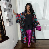 Women Printed Loose Casual Kimono Long Sleeve Robe