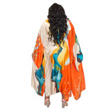Women Printed Loose Casual Kimono Long Sleeve Robe