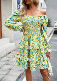 Women Casual Floral V-Neck Long Sleeve Dress