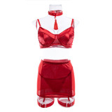 Women Satin Tassel Sexy Lingerie Four-Piece Set