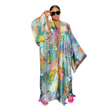 Women Printed Loose Casual Kimono Long Sleeve Robe
