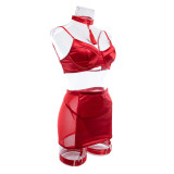 Women Satin Tassel Sexy Lingerie Four-Piece Set