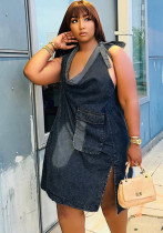 Women Pocket Slit Denim Skirt Women Pocket Slit Denim Skirt