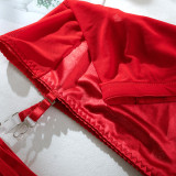 Women Satin Tassel Sexy Lingerie Four-Piece Set