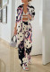 Plus Size Women Long Sleeve Shirt and High Waist Wide Leg Pants Two-Piece Set