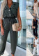 Women Sleeveless Patch Pockets Turndown Collar Casual Jumpsuit