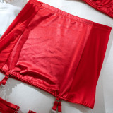 Women Satin Tassel Sexy Lingerie Four-Piece Set