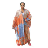 Women Printed Loose Casual Kimono Long Sleeve Robe