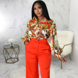 Sexy Fashion Digital Printing Multicolor Women's Shirt