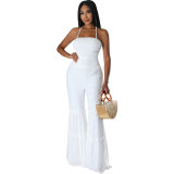 Women's Summer Halter Straps Casual Low Back Fashion Jumpsuit