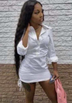 Ladies Solid Deep V Shirt Dress Ladies Solid Deep V Shirt Dress