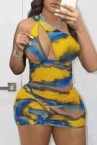 Women's Sexy Print Cutout One Shoulder Bodycon Dress Women's Sexy Print Cutout One Shoulder Bodycon Dress