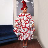 Women's Slit Multicolor Skirt Kimono Sleeves Plus Size Dress Loose Nightclub Dress