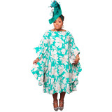 Women's Slit Multicolor Skirt Kimono Sleeves Plus Size Dress Loose Nightclub Dress