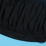 Plus Size Women Sexy Off Shoulder Balloon Sleeve Top and Skirt Two-Piece Set