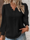 Women Autumn Long Sleeve V Neck Lace Shirt