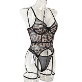 Women Fashion Leopard Print Sexy Lingerie Set