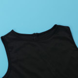 Women Casual Solid Sleeveless Feather Bodycon Dress