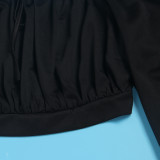 Plus Size Women Sexy Off Shoulder Balloon Sleeve Top and Skirt Two-Piece Set