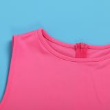 Women Casual Solid Sleeveless Feather Bodycon Dress