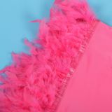 Women Casual Solid Sleeveless Feather Bodycon Dress