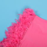 Women Casual Solid Sleeveless Feather Bodycon Dress