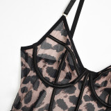 Women Fashion Leopard Print Sexy Lingerie Set