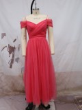 Women Sexy Off Shoulder Mesh Wedding Bridesmaid Dress