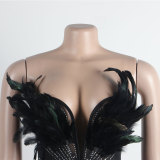 Women Sexy Feather Beaded Sleeveless Jumpsuit