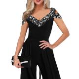 Summer Fashion Print V-Neck Strapless High Waist Jumpsuit For Women