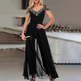 Summer Fashion Print V-Neck Strapless High Waist Jumpsuit For Women