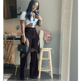 Cotton Twist Cutout Casual Pants