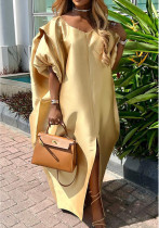 Solid Color Satin Loose Dress