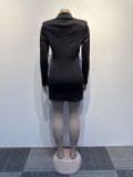 Sexy Solid Color Beaded Bra Blazer Dress Two-Piece Set