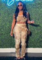 Summer Crop Low Back tie-dye auspicious pants suit for women Summer Crop Low Back tie-dye auspicious pants suit for women