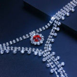 Sexy red rhinestone breast chain body chain set fashion ladies accessories body Chain