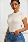 Women Irregular Sexy Solid Basic T-shirt
