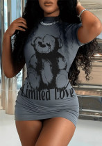 Women Fashion Short Sleeve Printed Dress Women Fashion Short Sleeve Printed Dress