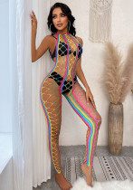Women Stretch See-Through Rainbow Swimsuit Cutout Fishnet Sexy Lingerie Women Stretch See-Through Rainbow Swimsuit Cutout Fishnet Sexy Lingerie