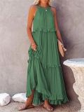 Summer Holidays Ruffle Long Dress Swing Elegant Beach Dress Women