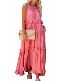Summer Holidays Ruffle Long Dress Swing Elegant Beach Dress Women