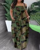 Summer Ladies Fashion Casual Sexy Print Off Shoulder Dress