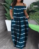 Summer Ladies Fashion Casual Sexy Print Off Shoulder Dress